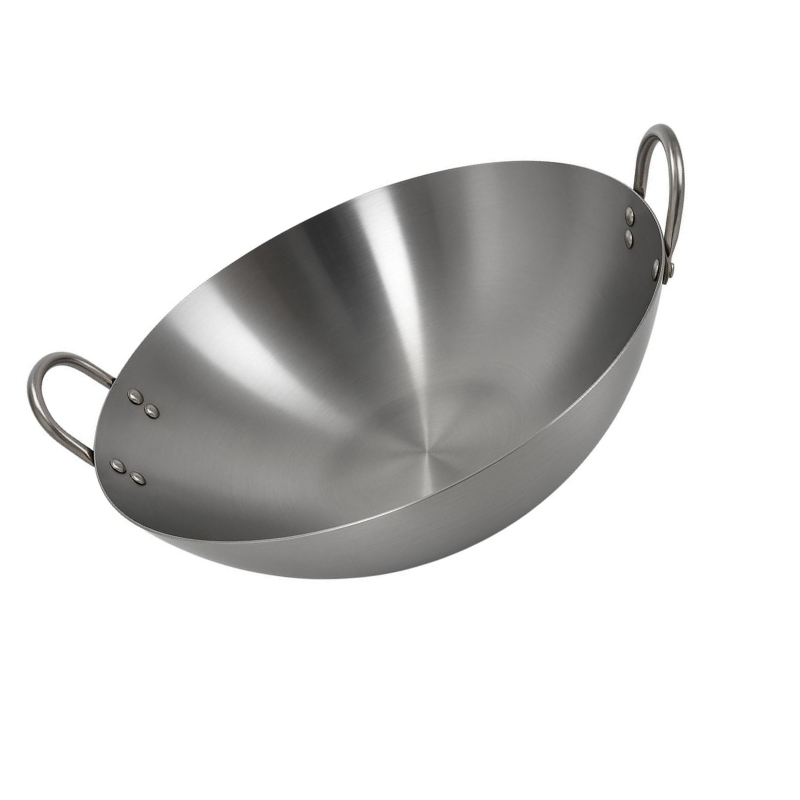 Wok Acero Inoxidable Profesional 40cm para Cocina Asiática Multiuso.