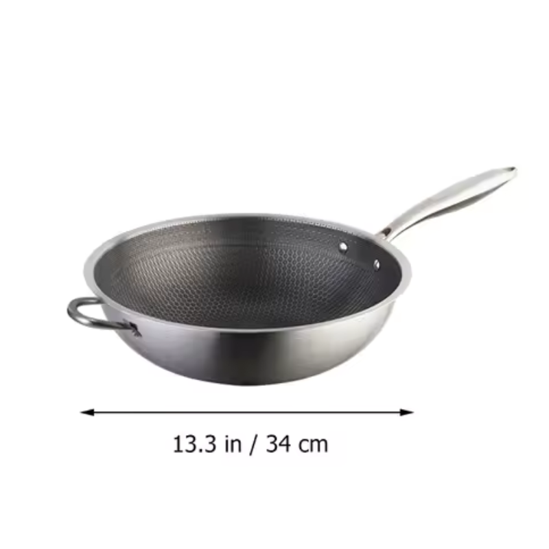 Wok Acero Inoxidable 34cm Antiadherente Panal Doble Asa Gas/Inducción