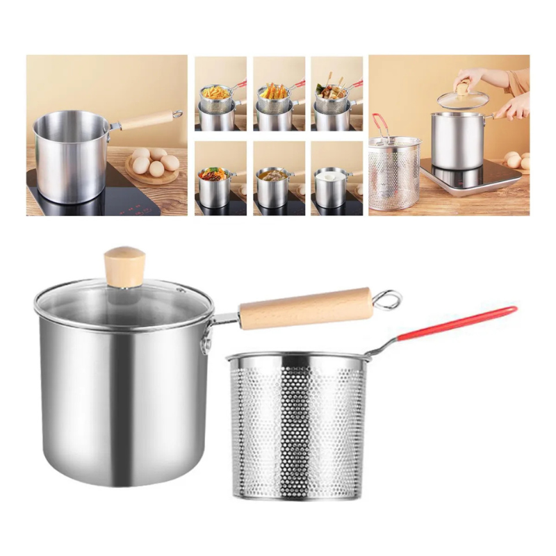 Olla Freidora Multifuncional Acero Inoxidable Con Filtro De Aceite