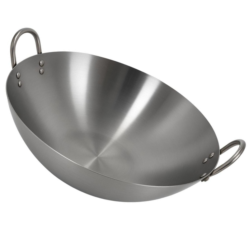Wok Acero Inoxidable Profesional 40cm para Cocina Asiática Multiuso.