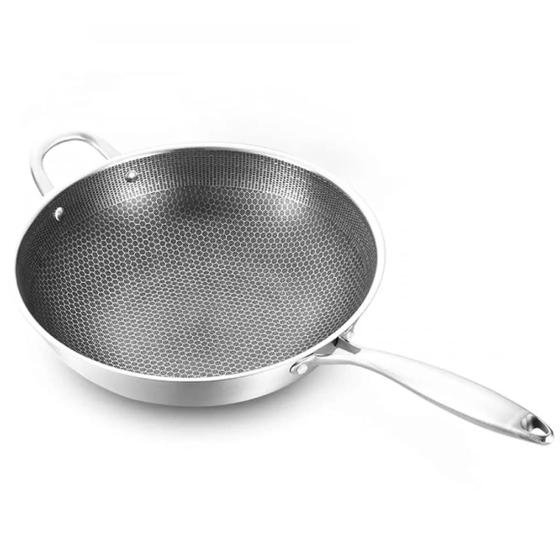 Wok Acero Inoxidable 34cm Antiadherente Panal Doble Asa Gas/Inducción